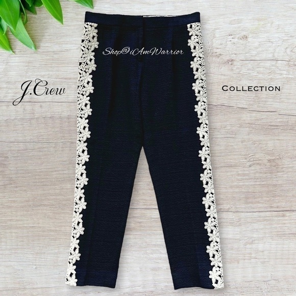 J.Crew Collection NWT rare guipure lace stripe navy tuxedo pants Shop@iamwarrior - Picture 6 of 14